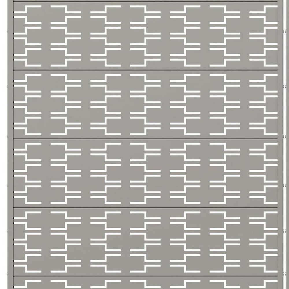 Set Of Two Gray Abstract Geometric Steel Two Panel Outdoor Privacy Screen HomeRoots