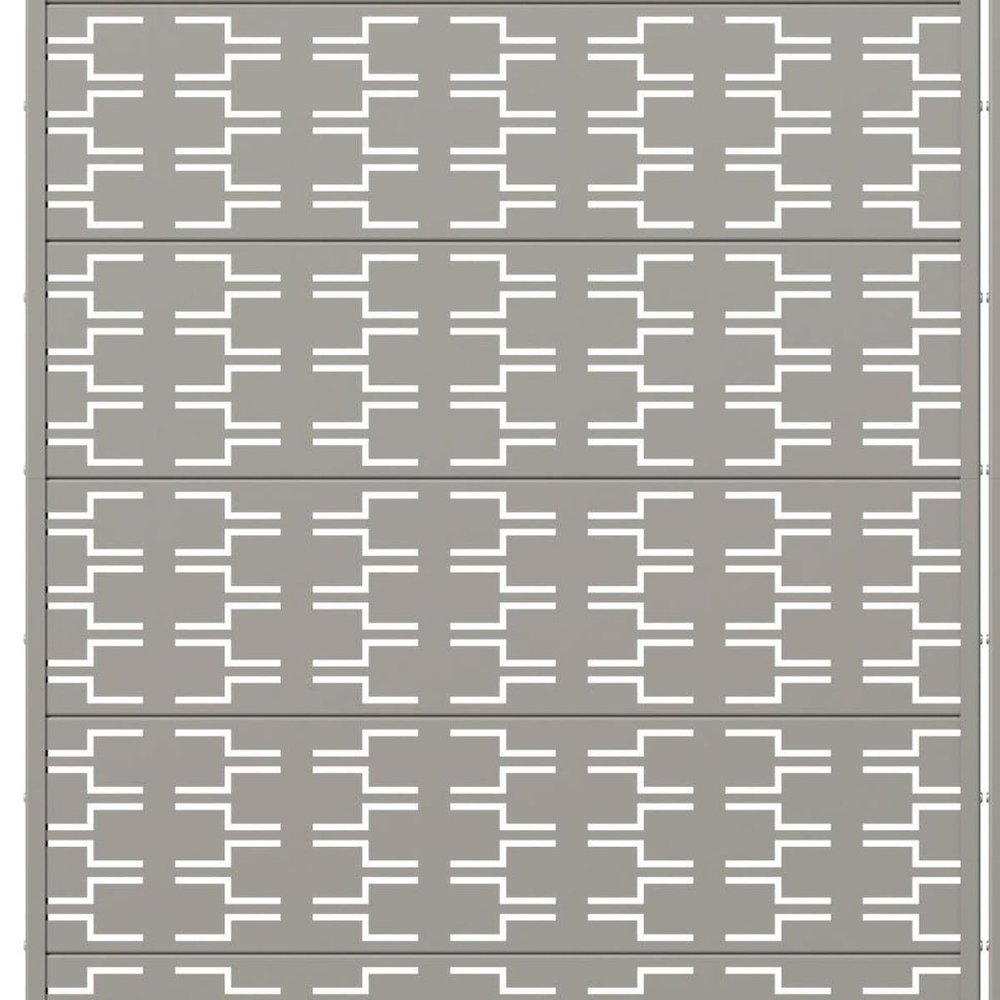 Set Of Two Gray Abstract Geometric Steel Two Panel Outdoor Privacy Screen — view 4