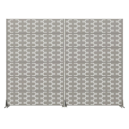 Set Of Two Gray Abstract Geometric Steel Two Panel Outdoor Privacy Screen HomeRoots