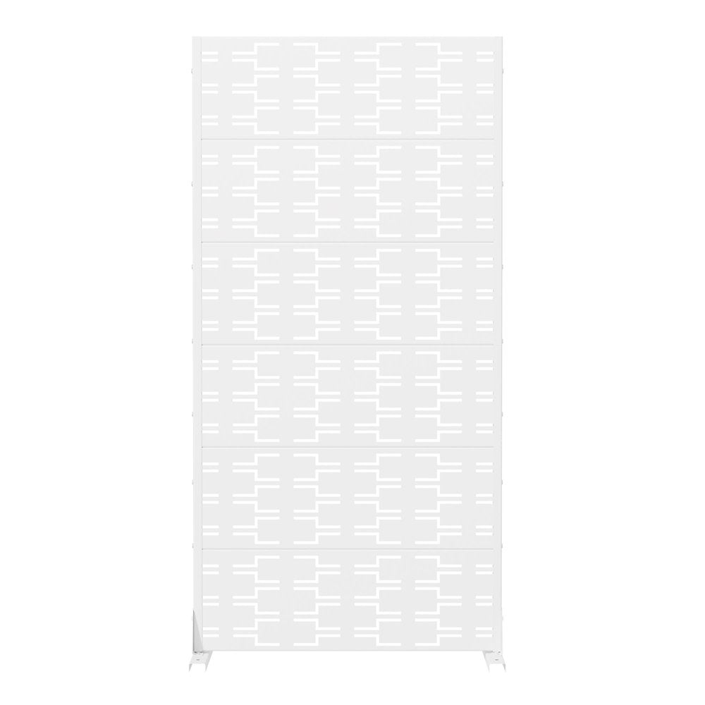 72" White Abstract Geometric Steel Outdoor Privacy Screen — view 1