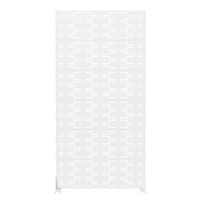 72" White Abstract Geometric Steel Outdoor Privacy Screen HomeRoots