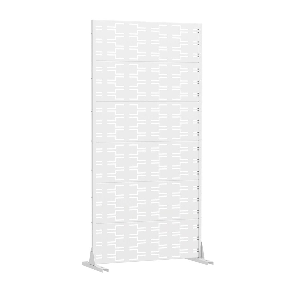 72" White Abstract Geometric Steel Outdoor Privacy Screen HomeRoots