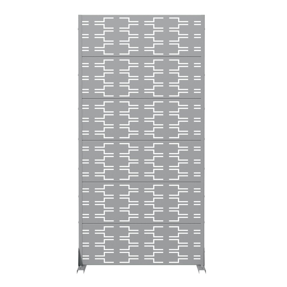 72" Gray Abstract Geometric Steel Outdoor Privacy Screen — view 1