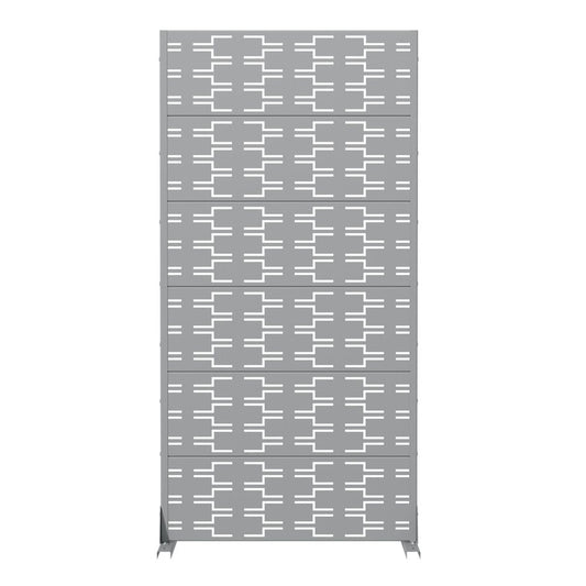 72" Gray Abstract Geometric Steel Outdoor Privacy Screen