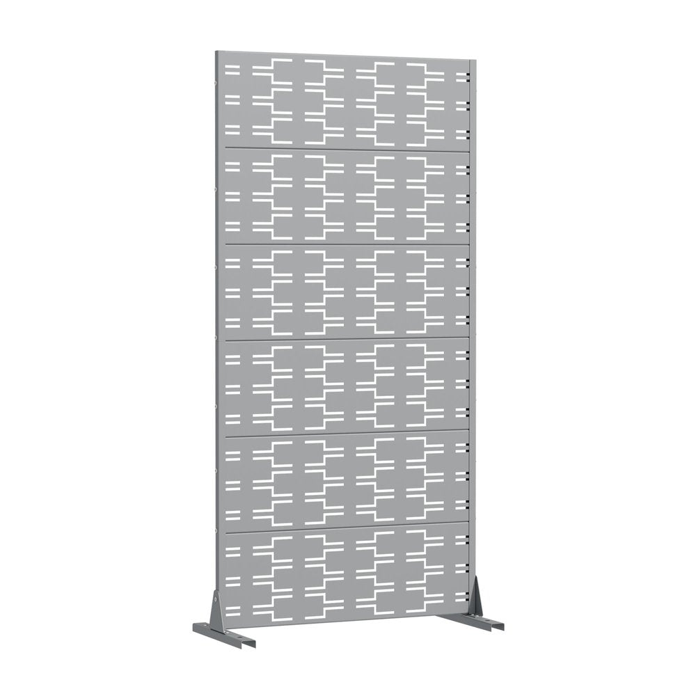 72" Gray Abstract Geometric Steel Outdoor Privacy Screen — view 2