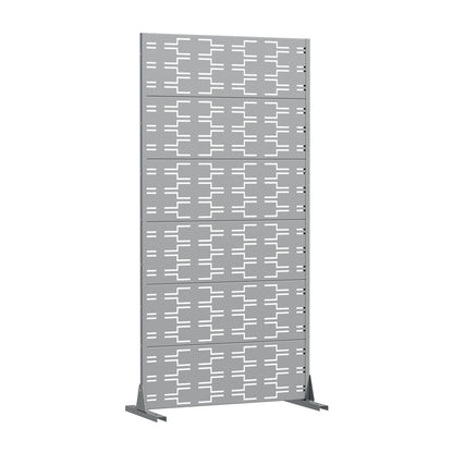 72" Gray Abstract Geometric Steel Outdoor Privacy Screen HomeRoots