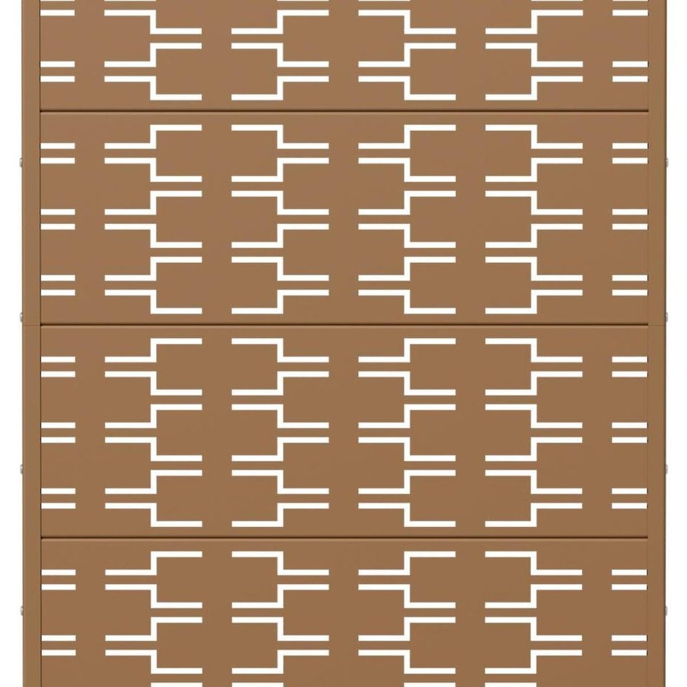 72" Brown Abstract Geometric Steel Outdoor Privacy Screen HomeRoots