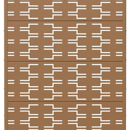 72" Brown Abstract Geometric Steel Outdoor Privacy Screen HomeRoots