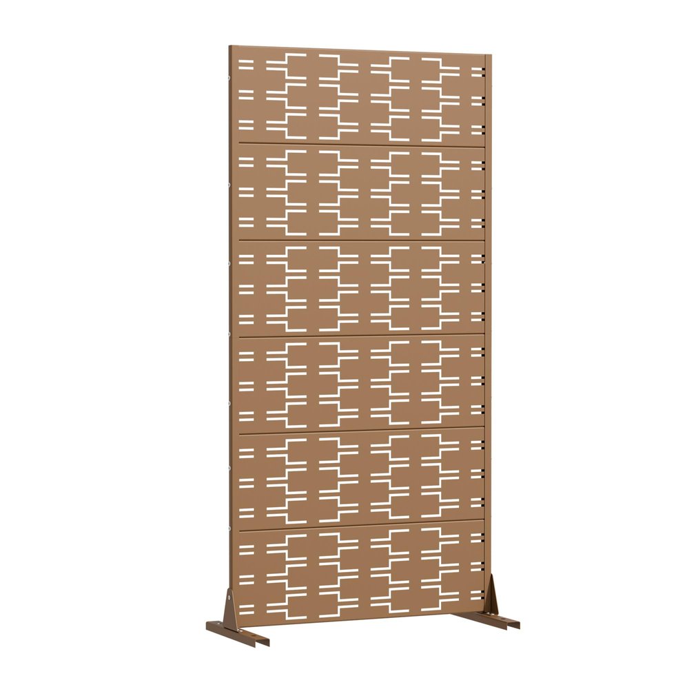 72" Brown Abstract Geometric Steel Outdoor Privacy Screen — view 2