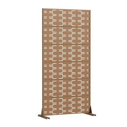72" Brown Abstract Geometric Steel Outdoor Privacy Screen HomeRoots