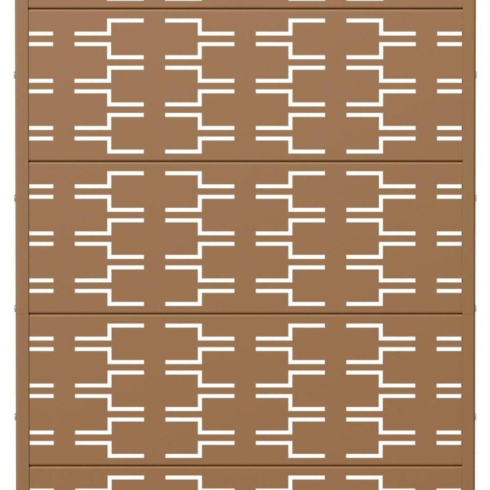 72" Brown Abstract Geometric Steel Outdoor Privacy Screen — view 3
