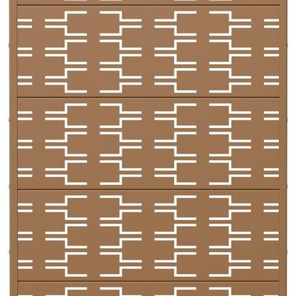 72" Brown Abstract Geometric Steel Outdoor Privacy Screen HomeRoots
