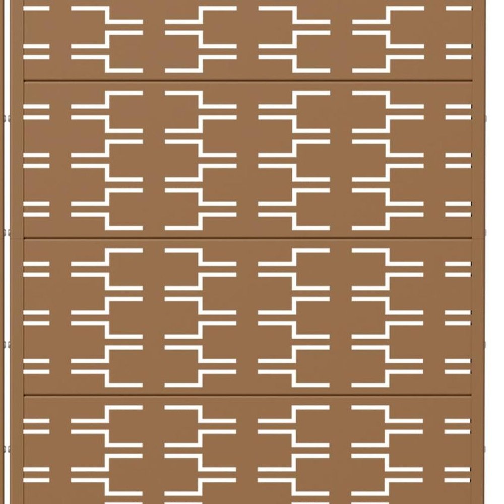 Set Of Two Brown Abstract Geometric Steel Two Panel Outdoor Privacy Screen HomeRoots
