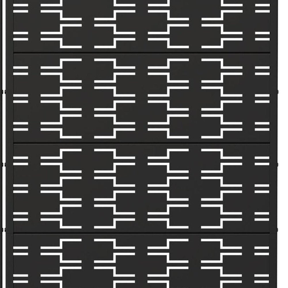 Set Of Two Black Abstract Geometric Steel Two Panel Outdoor Privacy Screen HomeRoots