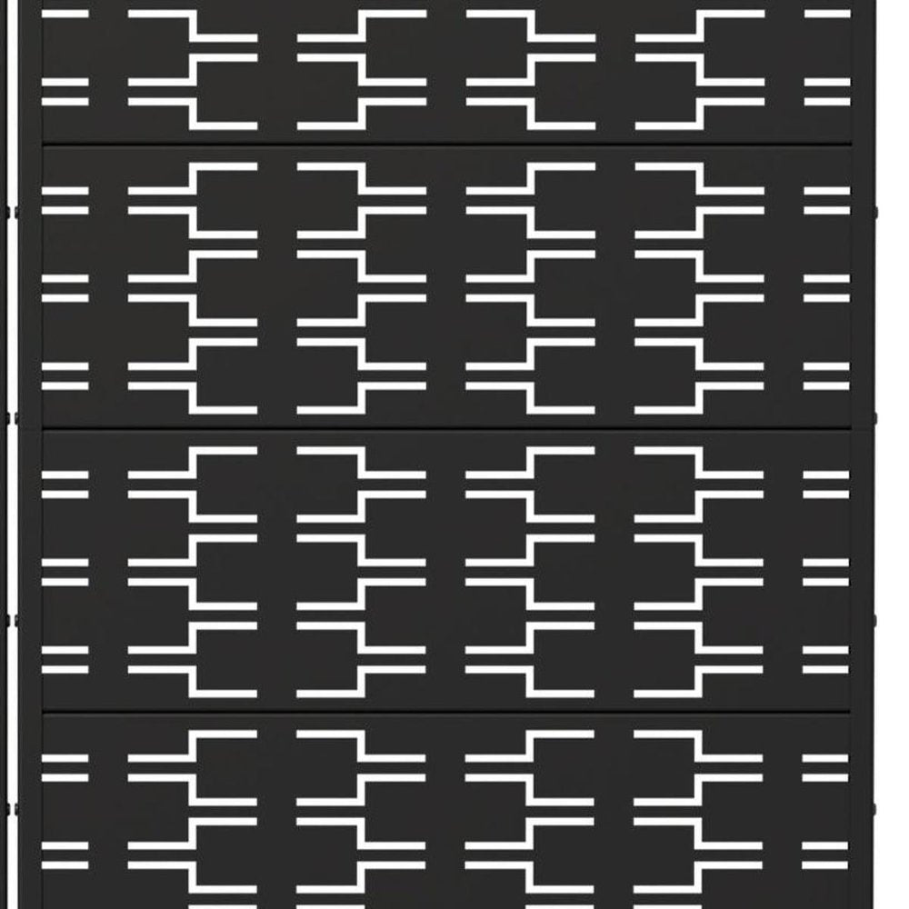 Set Of Two Black Abstract Geometric Steel Two Panel Outdoor Privacy Screen — view 4