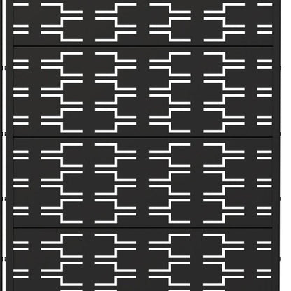 Set Of Two Black Abstract Geometric Steel Two Panel Outdoor Privacy Screen HomeRoots