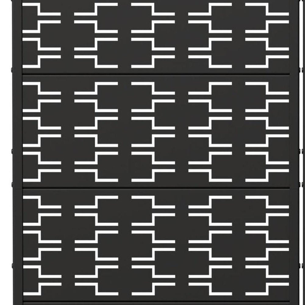 Set Of Two Black Abstract Geometric Steel Two Panel Outdoor Privacy Screen — view 3