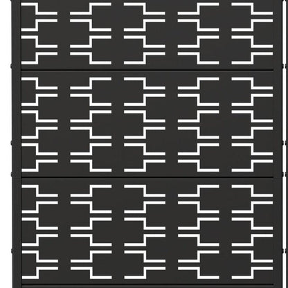 Set Of Two Black Abstract Geometric Steel Two Panel Outdoor Privacy Screen HomeRoots