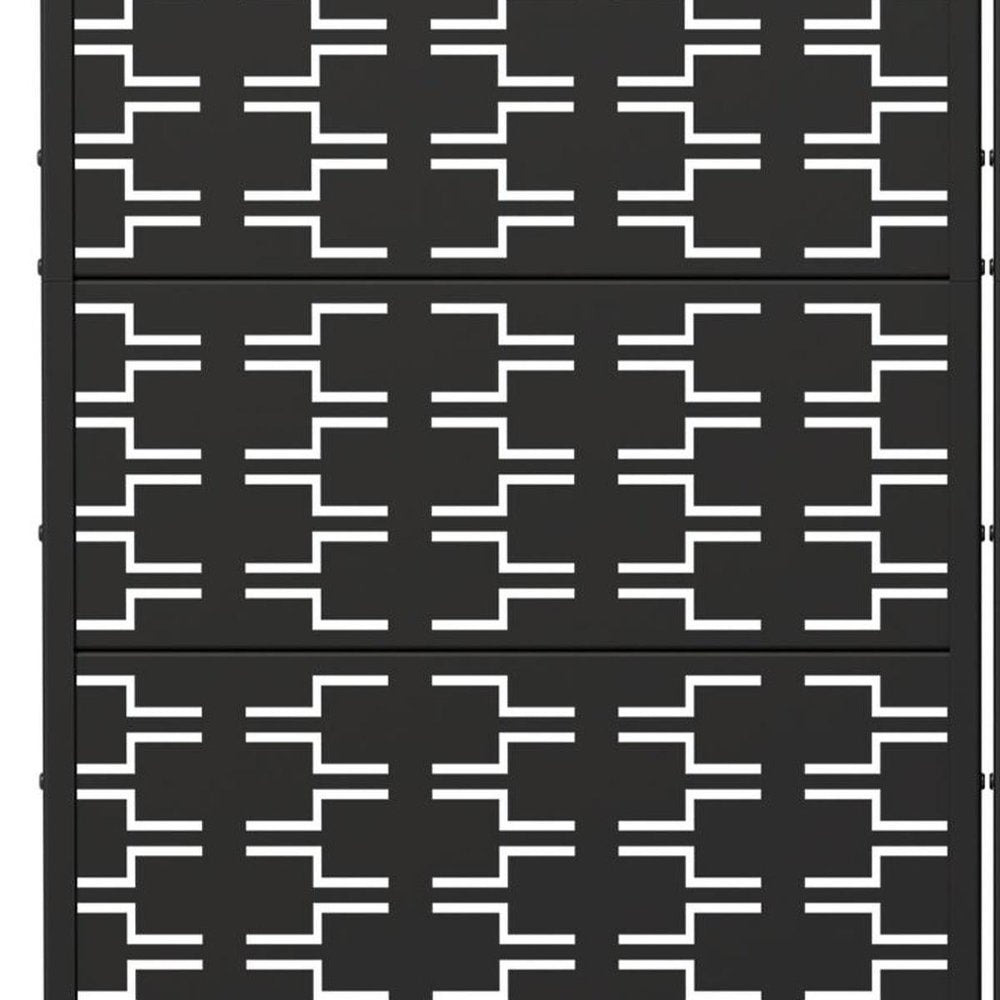 Set Of Two Black Abstract Geometric Steel Two Panel Outdoor Privacy Screen HomeRoots