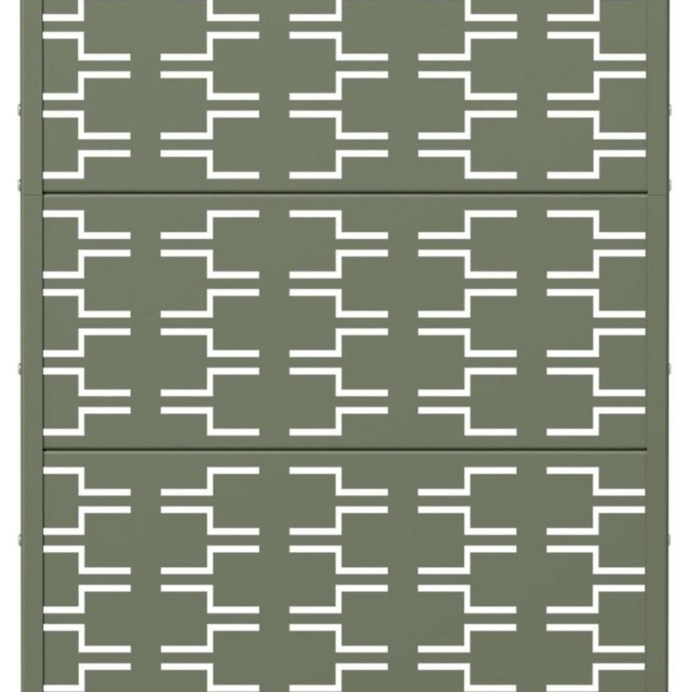 60" Gray Abstract Geometric Steel Outdoor Privacy Screen HomeRoots