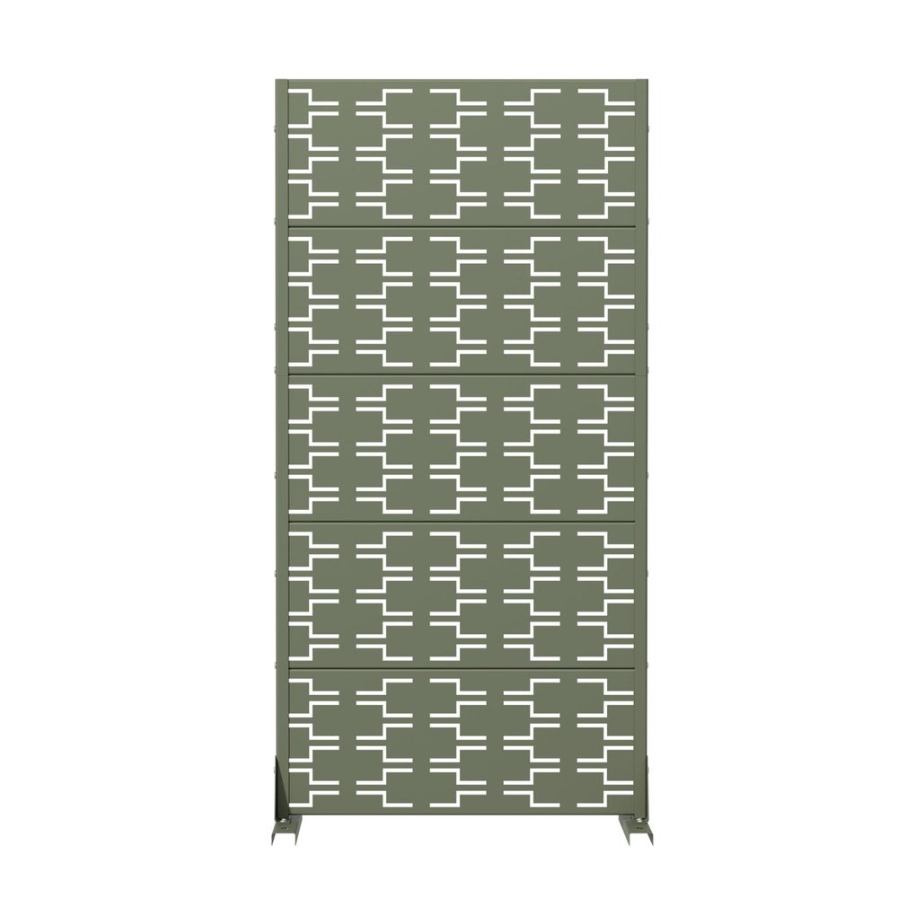 60" Gray Abstract Geometric Steel Outdoor Privacy Screen HomeRoots