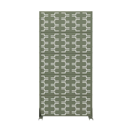 60" Gray Abstract Geometric Steel Outdoor Privacy Screen HomeRoots