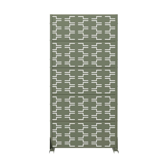 60" Gray Abstract Geometric Steel Outdoor Privacy Screen