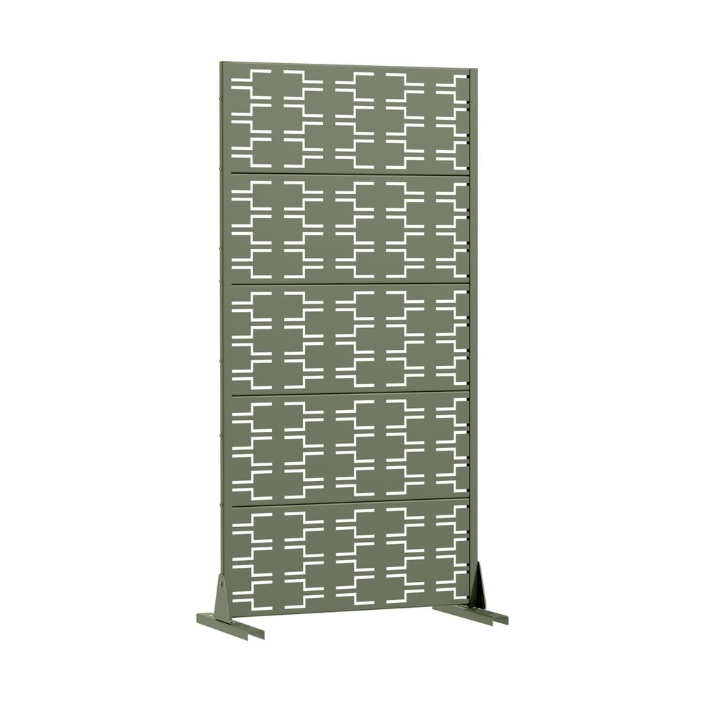 60" Gray Abstract Geometric Steel Outdoor Privacy Screen — view 2