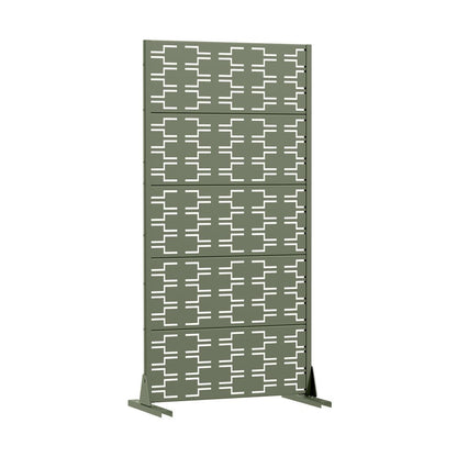 60" Gray Abstract Geometric Steel Outdoor Privacy Screen HomeRoots