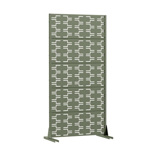 60" Gray Abstract Geometric Steel Outdoor Privacy Screen
