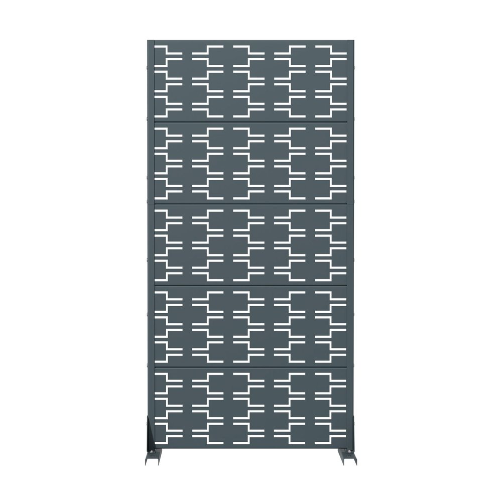 60" Gray Abstract Geometric Steel Outdoor Privacy Screen — view 1