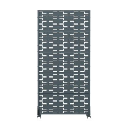 60" Gray Abstract Geometric Steel Outdoor Privacy Screen HomeRoots