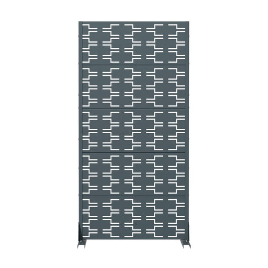 60" Gray Abstract Geometric Steel Outdoor Privacy Screen
