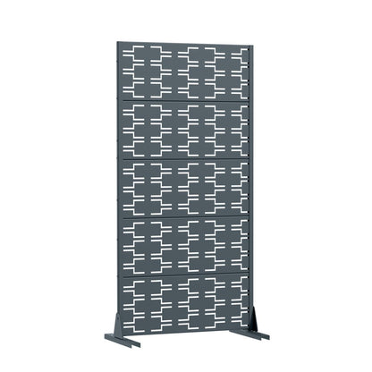 60" Gray Abstract Geometric Steel Outdoor Privacy Screen