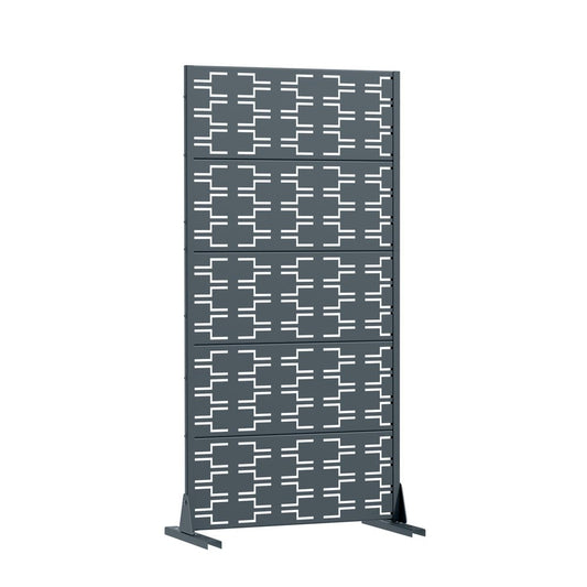 60" Gray Abstract Geometric Steel Outdoor Privacy Screen