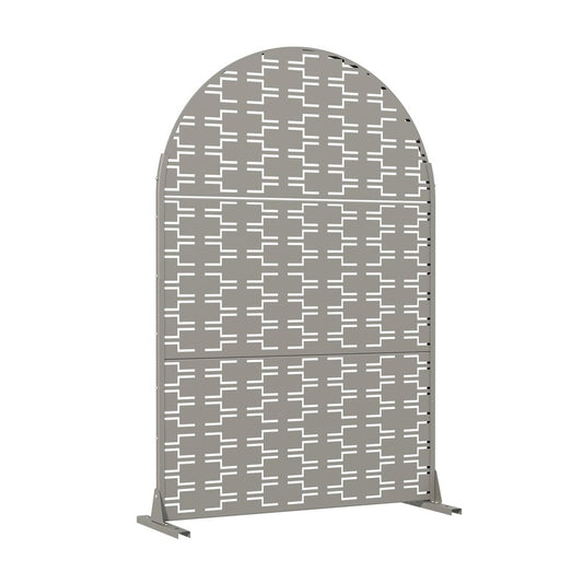72" Gray Abstract Geometric Steel Outdoor Privacy Screen