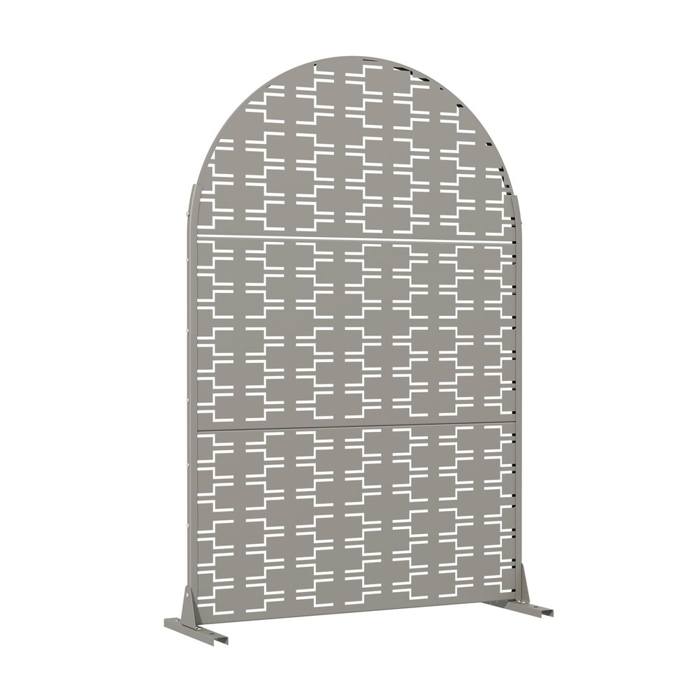 72" Gray Abstract Geometric Steel Outdoor Privacy Screen — view 2