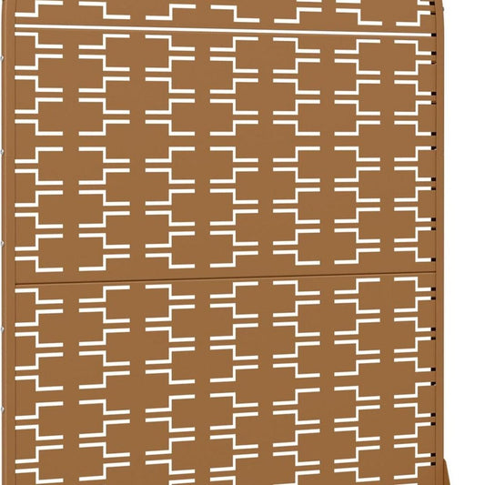 72" Brown Abstract Geometric Steel Outdoor Privacy Screen