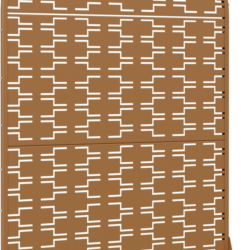 72" Brown Abstract Geometric Steel Outdoor Privacy Screen