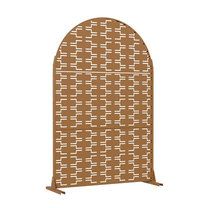 72" Brown Abstract Geometric Steel Outdoor Privacy Screen HomeRoots