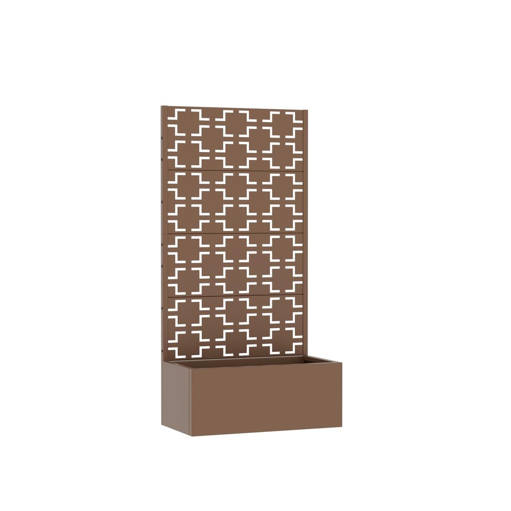 59" Brown Abstract Geometric Metal Outdoor Privacy Screen — view 3