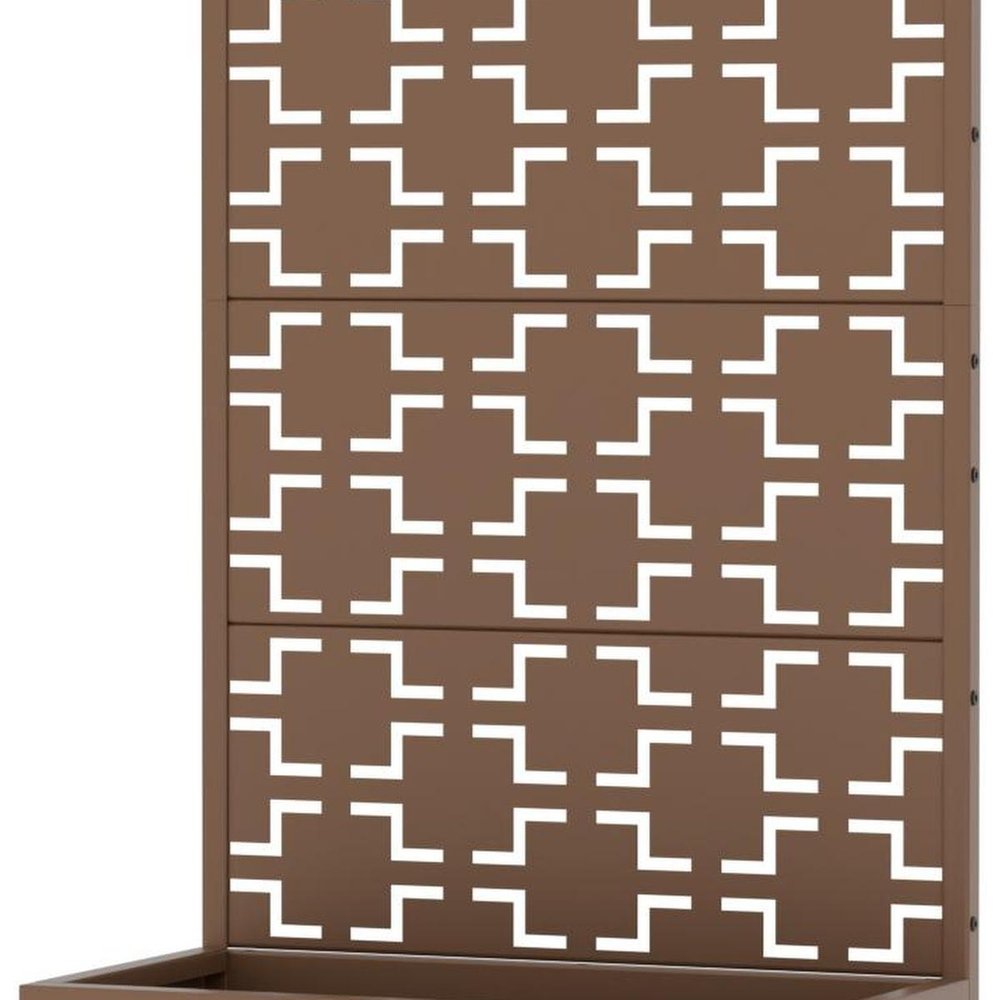 59" Brown Abstract Geometric Metal Outdoor Privacy Screen — view 4