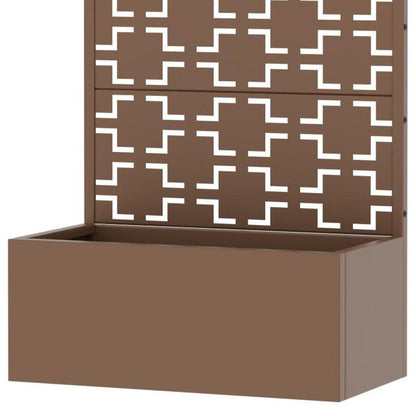 59" Brown Abstract Geometric Metal Outdoor Privacy Screen HomeRoots