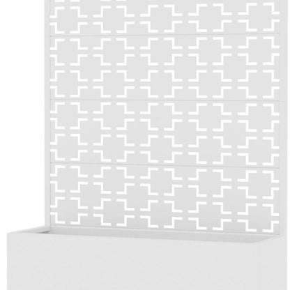 72" White Abstract Geometric Metal Outdoor Privacy Screen HomeRoots
