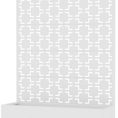 72" White Abstract Geometric Metal Outdoor Privacy Screen HomeRoots