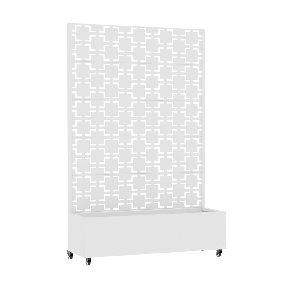 72" White Abstract Geometric Metal Outdoor Privacy Screen — view 4