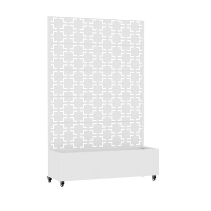 72" White Abstract Geometric Metal Outdoor Privacy Screen HomeRoots