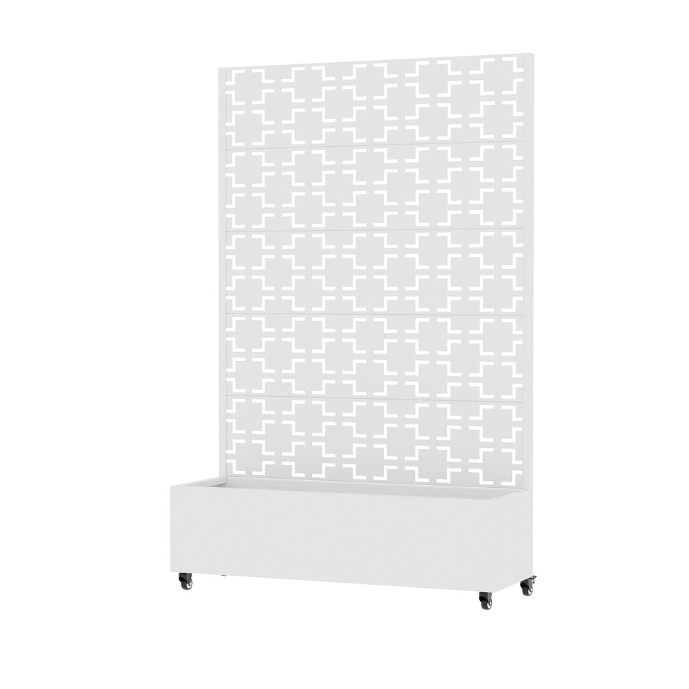 72" White Abstract Geometric Metal Outdoor Privacy Screen — view 1