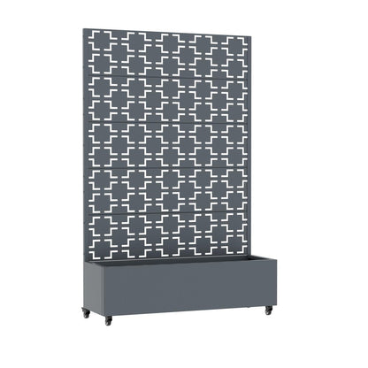 72" Gray Abstract Geometric Metal Outdoor Privacy Screen