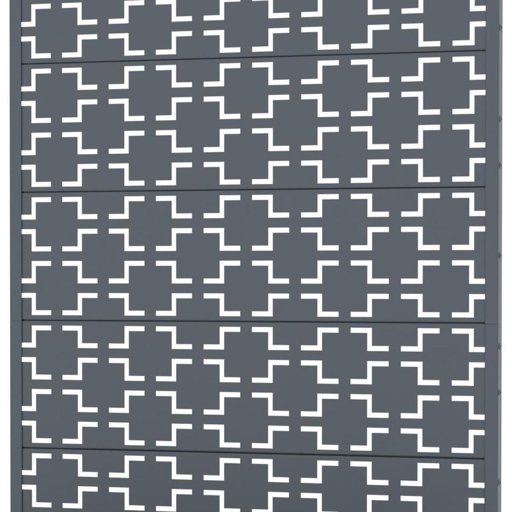 72" Gray Abstract Geometric Metal Outdoor Privacy Screen HomeRoots
